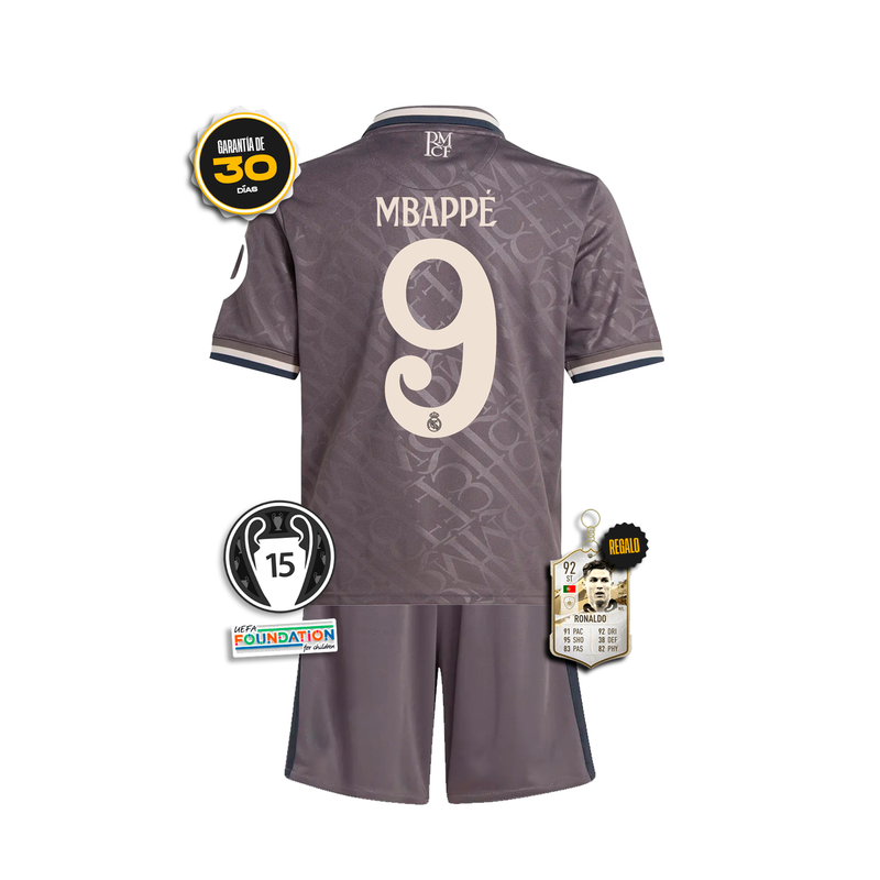 #9 MBAPPÉ Conjunto Niños Real Madrid Tercera Equipación 2024/25 + 5 REGALOS 🎁