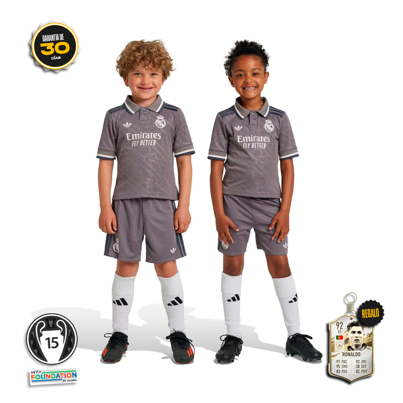 Conjunto Niños Real Madrid Tercera Equipación 2024/25 + 5 REGALOS 🎁