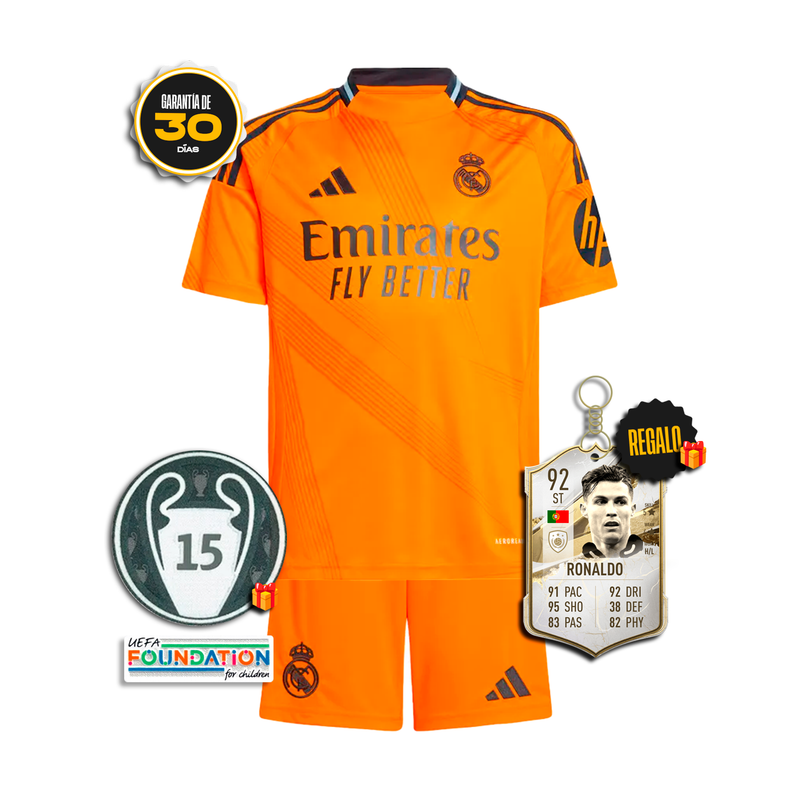 Conjunto Niños Real Madrid Segunda Equipación Naranja