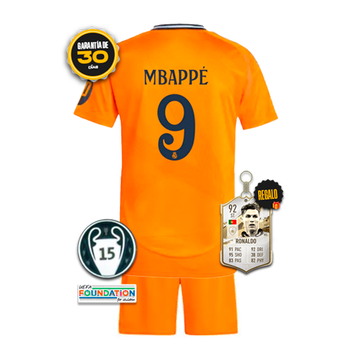 Conjunto Niños Real Madrid Segunda Equipación Naranja